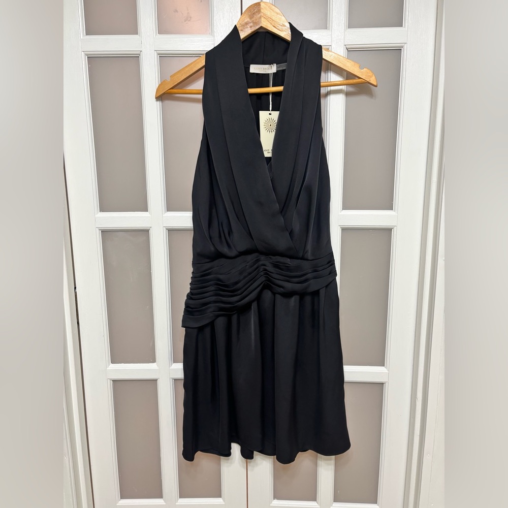 Ramy Brook New York Black Halter Ruched Cocktail Dress Shellie Size 00 NWT